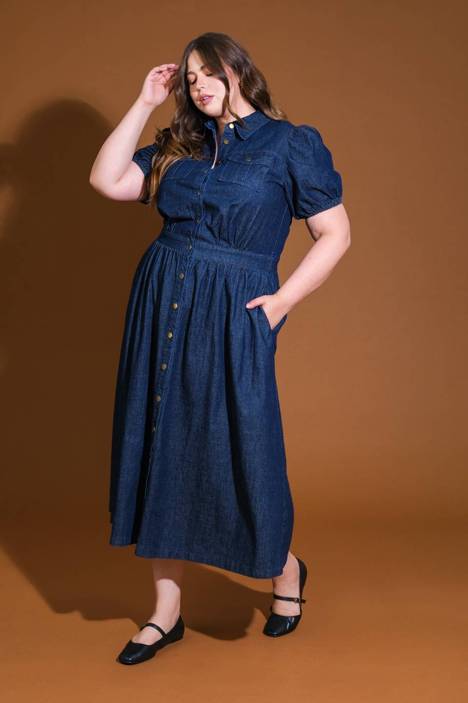 GET THE LOOK DENIM MIDI DRESS Flying Tomato